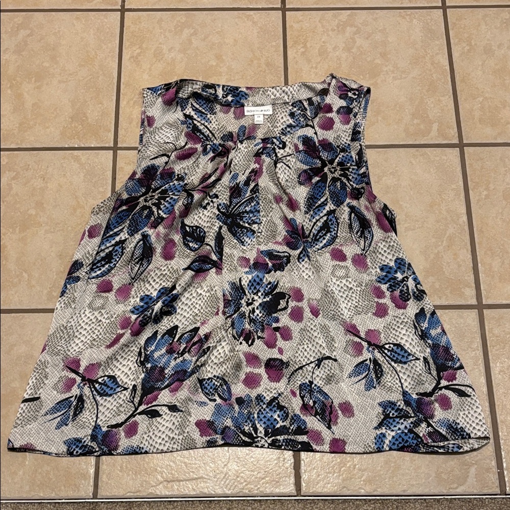 Floral Sleeveless women’s tank- Blue and Pink